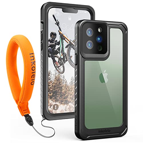 inkolelo für iPhone 13 Pro Max wasserdichte Hülle, 360 Grad Schutzhülle Unterwasser Handyhülle mit Schwimmender Schlüsselband, Rugged IP68 Wasserdicht Staubdicht Stoßfest Handytasche (Schwarz/Orange) von inkolelo