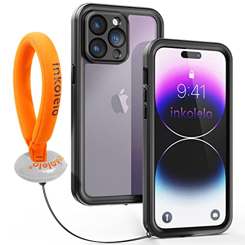 inkolelo für iPhone 14 Pro Max wasserdichte Hülle, 360 Grad Schutzhülle Unterwasser Handyhülle mit Schwimmender Schlüsselband, IP68 Wasserdicht Staubdicht Stoßfest Handytasche 6,7" (Schwarz/Orange) von inkolelo