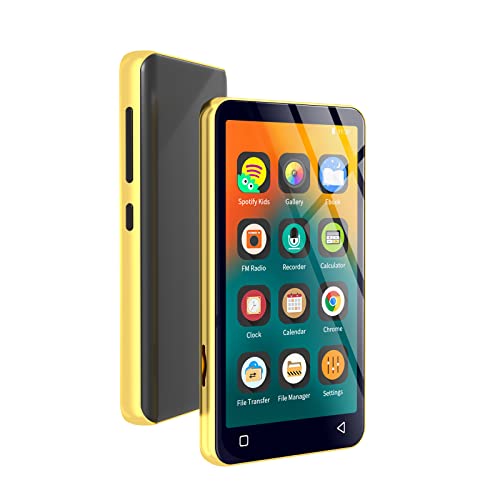 MP3-Player mit Bluetooth und WLAN, 4"-Voll-Touchscreen MP4 - mit Spotify, Android-Streaming-Musikplayer mit Pandora, tragbarer HiFi-Sound Walkman-Digital-Audio mit Lautsprecher golden von innioasis