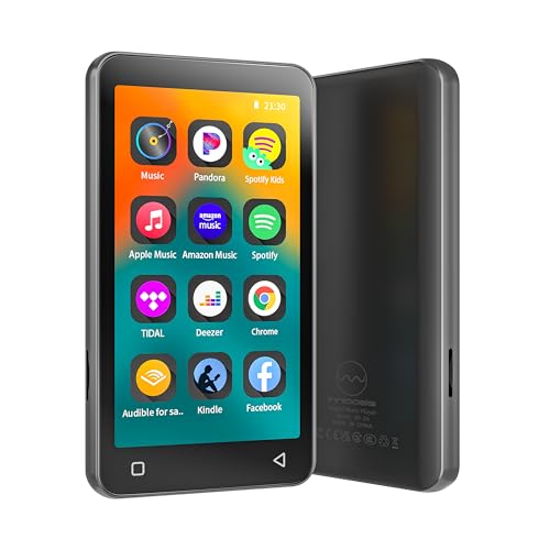 MP3-Player mit Bluetooth und WiFi, Spotify Kids, Amazon Music, Touchscreen 4 Zoll, Musik-Player 16 GB (grau) von innioasis