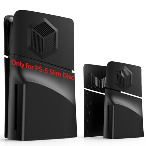 PS-5 Slim Cover separat für die Disc Edition, innoAura PS-5 Slim Faceplate separat mit Kühlöffnungen, Kratzfeste staubdichte schützende PS-5 Slim Platten für die Separate PS-5 Slim (Schwarz) von innoAura