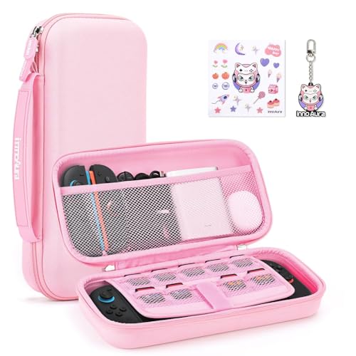 innoAura Switch 2 Tasche für NS Switch 2 Konsole (2025), Tragbares Switch 2 Hülle für Switch 2 Konsole und 9 Spiele, Harte Schutzhülle Tragetasche für Reisen und Aufbewahrung (Rosa) von innoAura