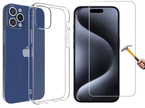 2in1 Schutz-Set kompatibel mit iphone 15 Pro Silikon Case und Panzerglas Schutzhülle TPU Hülle transparent Flexibel Cover Handyhülle Glasfolie 9H Härte Schutzfolie Handyschutz Schutzglas 2in1 Schutz-Set kompatibel mit iphone 15 Pro Silikon Case und Panzerglas Schutzhülle TPU Hülle transparent Flexibel Cover Handyhülle Glasfolie 9H Härte Schutzfolie Handyschutz Schutzglas von ino