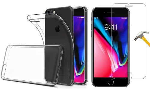 ino 2in1 Schutzglas Schutzhülle kompatibel mit iPhone 7 Plus / 8 Plus / 6 Plus / 6S Plus Silikon Case Panzerglas Schutz-Set TPU Hülle transparent Cover Handyhülle mit Glasfolie ino 2in1 Schutzglas Schutzhülle kompatibel mit iPhone 7 Plus / 8 Plus / 6 Plus / 6S Plus Silikon Case Panzerglas Schutz-Set TPU Hülle transparent Cover Handyhülle mit Glasfolie von ino