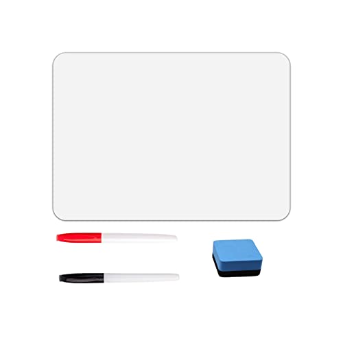 inodiref 4 Stücke Mini Whiteboard Doppelseitiges Set Tragbares +2 einköpfiges Stiftschwarz/Rot+Whiteboard Schwamm für Die Lernbedarf der Kinderstudenten von inodiref