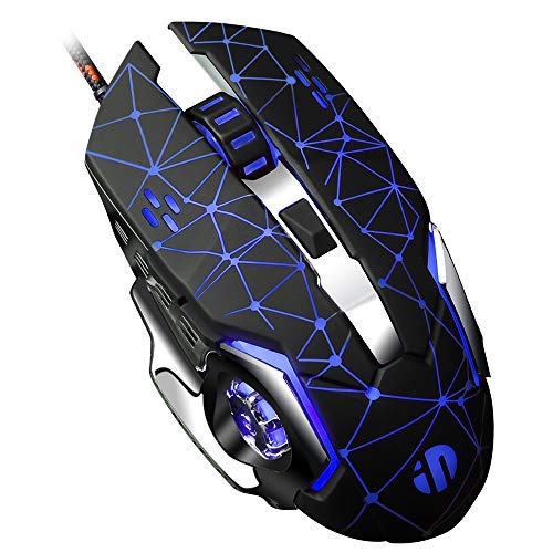 inphic Gaming-Maus mit Kabel, USB optische Maus PC Computer Video Gaming Mouse mit Breathing LED, 4800 DPI, 6 programmierbare Tasten, hohe Präzision, DPI einstellbar, Sternenhimmel von inphic