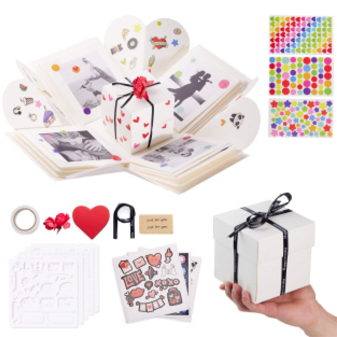 int!rend Fotoalbum DIY Geschenkbox Set - Kreative Überraschungsbox, Geschenkbox Bastelset 12,5x12,5x12,5cm von int!rend