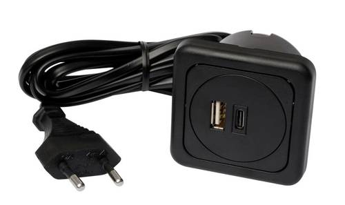 InterBär 9016-014.81 3fach USB-Ladesteckdose 1er Set mit USB, mit USB-C® IP20 Schwarz von interBär