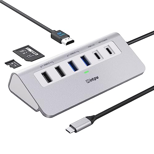 USB C Hub, 9-IN-1 USB Hub 3.0 mit 4K HDMI, 2 USB-A 3.0, PD 100W, 2 USB-A 2.0, USB-C 3.0, SD/TF, Aluminium Docking Station für MacBook Air/Pro iPad Dell/HP Laptop/Mac OS/Windows/Chromecast von intpw