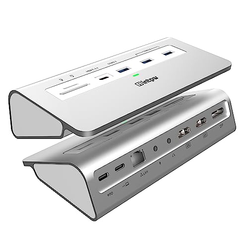 USB C Laptop Docking Station Dual Monitor,14-IN-1 USB C Hub Multiport Adapter Dongle mit Dual HDMI,DP,100W Leistung,1Gbps Ethenet, SD/TF, Mic/Audio für MacBook/Dell/HP/Lenovo & Windows Laptop von intpw