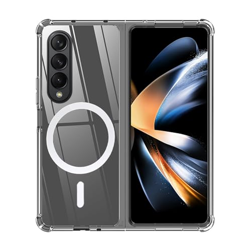 ioiFour Für Samsung Galaxy Z Fold 4 Magnetische Klar Hülle, Kompatibel mit Wireless Charger und Magsafe Card Wallet, Einfache, Transparente, Stoßfeste und sturzsichere Hülle von ioiFour