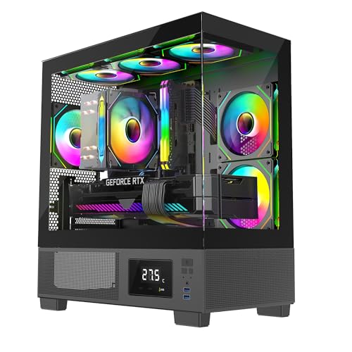 IONZ KZ-V Mini Aether mATX PC-Gaming-Gehäuse, gehärtetes Glas, LED-Temperaturanzeige, inklusive 6 ARGB-Lüftern, Schwarz IONZ KZ-V Mini Aether mATX PC-Gaming-Gehäuse, gehärtetes Glas, LED-Temperaturanzeige, inklusive 6 ARGB-Lüftern, Schwarz von ionz