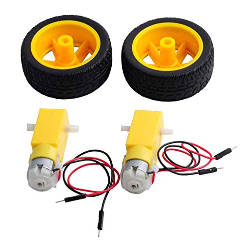 iplusmile DC Motor Rad Kit 3V- 6V Dual Welle Getriebe Motor Motor Unterstützung Halterung Elektrische Motor Reifen Teile für Roboter Smart Auto LKW Gelb von iplusmile