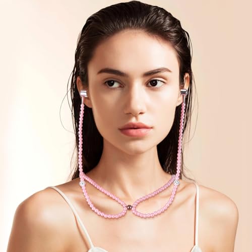 iplusmile Ohrentropfen In-Ear-Kopfhörer Perlenketten-Ohrhörer Halsketten-Ohrstöpsel Mit Fernbedienung Mikrofonhänden Für ädchen (Rosa) In-Ear-Kopfhörer Mit Mikrofon von iplusmile