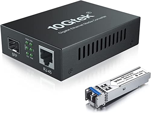 Gigabit Ethernet Medienkonverter LWL Glasfaser Singlemode LC, mit 1G SFP LX Transceiver-10/100/1000Base-Tx zu 1000Base-LX, bis zu 20km (Europäisch Power Adapter) von ipolex