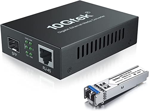 ipolex Gigabit Ethernet Medienkonverter, 1,25G SFP Port Glasfaser Medienkonverter, Singlemode LC Medienkonverter mit einem SFP-LX Transceiver Modul (1310-nm, 20km@OS1OS2SMF). 1-Pack. von ipolex
