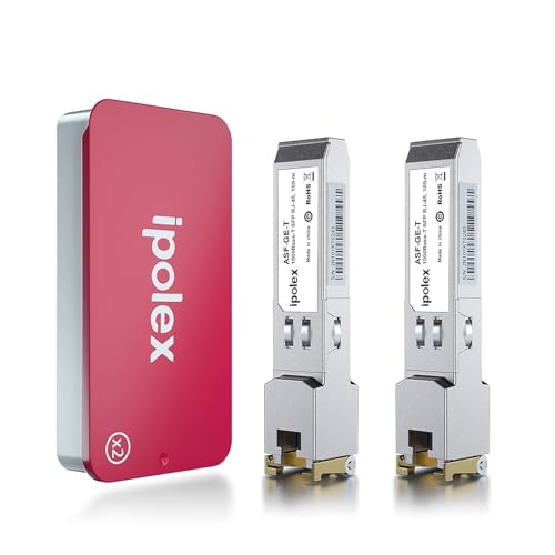 ipolex 1.25G RJ45 Kupfer SFP Transceiver, 1000Base-T 100m Mini-Gbic Modul Kompatibel mit Ubiquiti UF-RJ45-1G, Cisco GLC-T/SFP-GE-T, Meraki MA-SFP-1GB-TX, Mikrotik etc. 2-Pack von ipolex