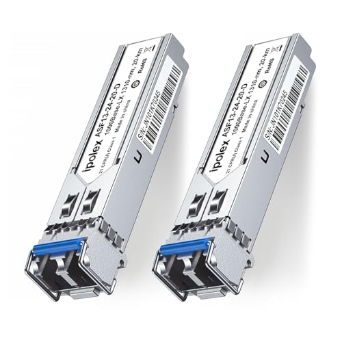ipolex 1.25G SFP Transceiverr, 1000Base-LX 1310nm 20km Singlemode LC Mini-Gbic Modul Kompatibel mit Ubiquiti UF-SM-1G, Cisco GLC-LH-SMD, Meraki, TP-Link TL-SM311LS etc. 2-Pack. von ipolex