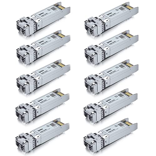 ipolex 10G SFP+ Multimode LC Transceiver, 10GBase-SR Mini GBIC Modul Kompatibel mit Cisco SFP-10G-SR, Ubiquiti UF-MM-10G, TP-Link TXM431-SR, Meraki, Netgear etc. (MMF, 850-nm, 300 Meter) 10-Pack. von ipolex