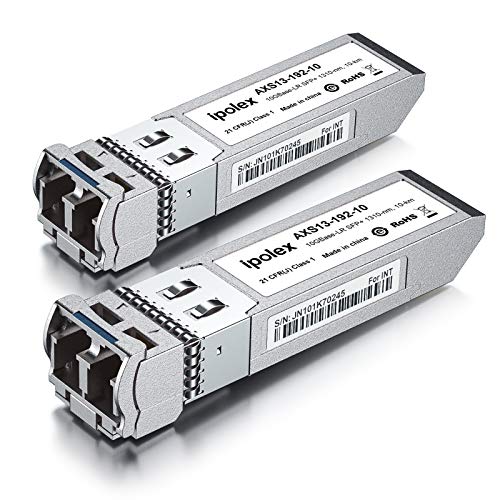 ipolex 10G SFP+ Transceiver, 10GBase-LR 1310nm 10km Singlemode LC Mini-Gbic Modul Kompatibel mit Ubiquiti UF-SM-10G, Cisco SFP-10G-LR, Meraki MA-SFP-10GB-LR, Mikrotik, Netgear etc. 2-Pack von ipolex