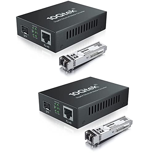 ipolex Gigabit Ethernet Medienkonverter, 1,25G SFP Port Glasfaser Medienkonverter, Multimode LC Medienkonverter mit einem SFP-SX Transceiver Modul (850-nm, 550-m@OM2OM3MMF). 2-Pack. von ipolex