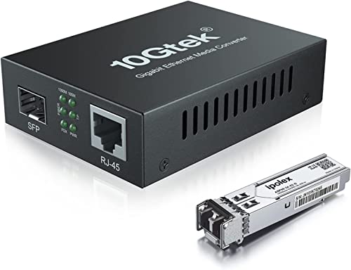 ipolex Gigabit Ethernet Medienkonverter, 1,25G SFP Port Glasfaser Medienkonverter, Multimode LC Medienkonverter mit einem SFP-SX Transceiver Modul (850-nm, 550-m@OM2OM3MMF). 1-Pack. von ipolex