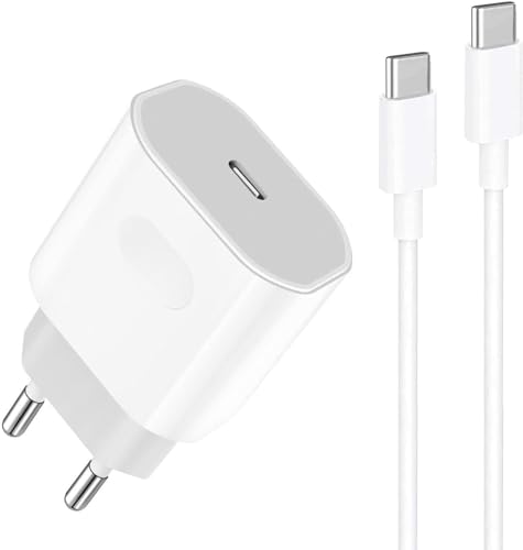 USB C Ladegerät Ladekabel für iPhone 15/15 Pro/15 Pro Max/15 Plus/iPad Pro/Air, Original 20W USB C Adapter PD 3.0 Schnellladegerät Netzteil Stecker mit 2M USB C Kabel Schnellladekabel von ipremium