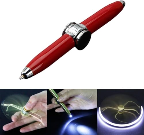 irror Spinning Pen, Fidget Spinner Pen mit LED-Licht, Schreibwerkzeug Praktischer Fidget Pen Beleuchtete Spitze Stift Kugelschreiber für Beleuchtung zum Schreiben im Dunkeln (Rot) von irror