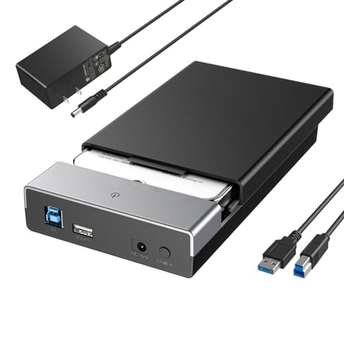 ISHEEP Festplattengehäuse für HDD und SSD SATA 2,5 / 3,5 Zoll, UASP-Unterstützung, 12 V/2 A Netzteil, kein Werkzeug erforderlich, Schwarz, K3568D von isheep