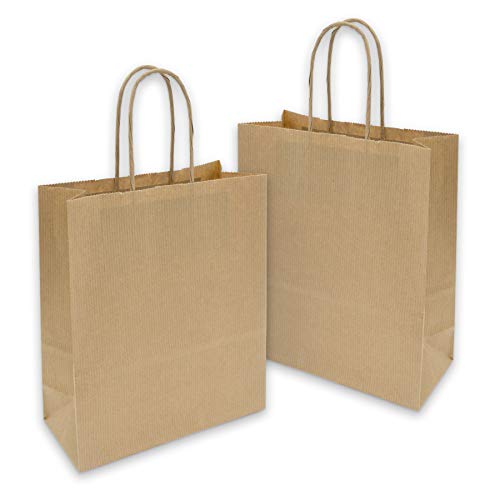 10x itenga Papiertragetaschen Geschenktüten mit Kordel 18x8x22cm 90g braun Kraftpapiertüten Kraftpapierbeutel mit Griff mittlere Größe von itenga