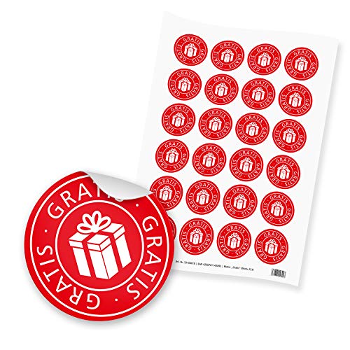 24 x itenga Aufkleber Sticker Etikett mit Text Gratis rund 4cm rot weiß selbstklebend zum Markieren von kostenlosen Zugaben 24 x itenga Aufkleber Sticker Etikett mit Text Gratis rund 4cm rot weiß selbstklebend zum Markieren von kostenlosen Zugaben von itenga