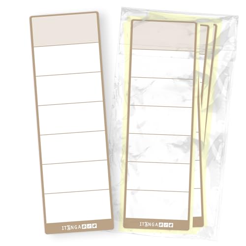 itenga 10x Ordneretiketten Ordnerrückenschild für breite Ordner 6x19cm I Aufkleber für Ordnerrücken selbstklebend aus Haftpapier (latte macchiato) von itenga