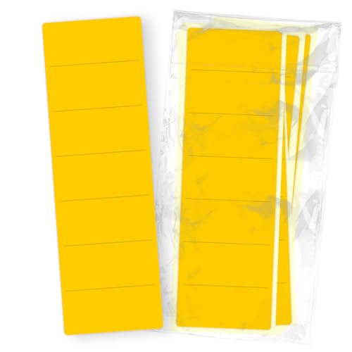itenga 50x Ordneretiketten BREIT Ordnerrückenschild für BREITE Ordner vollflächig farbig I Ordnerschild selbstklebend aus Haftpapier 6x19cm (gelb) von itenga