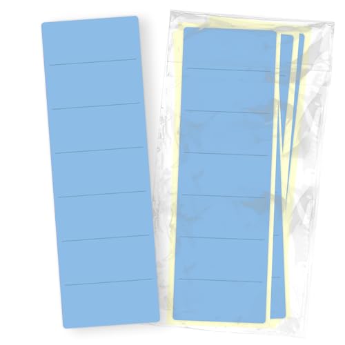 itenga 50x Ordneretiketten BREIT Ordnerrückenschild für BREITE Ordner vollflächig farbig I Ordnerschild selbstklebend aus Haftpapier 6x19cm (hellblau) von itenga
