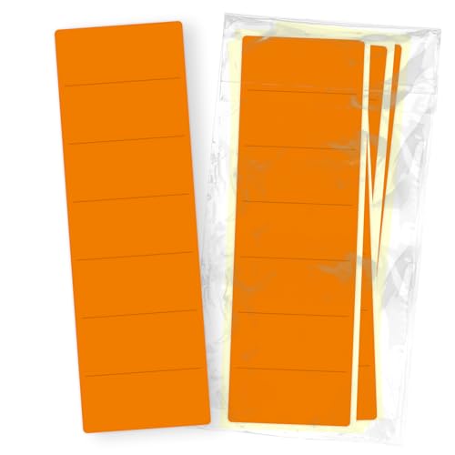 itenga 50x Ordneretiketten BREIT Ordnerrückenschild für BREITE Ordner vollflächig farbig I Ordnerschild selbstklebend aus Haftpapier 6x19cm (orange) von itenga