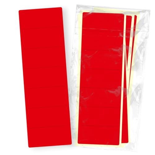 itenga 50x Ordneretiketten BREIT Ordnerrückenschild für BREITE Ordner vollflächig farbig I Ordnerschild selbstklebend aus Haftpapier 6x19cm (rot) von itenga