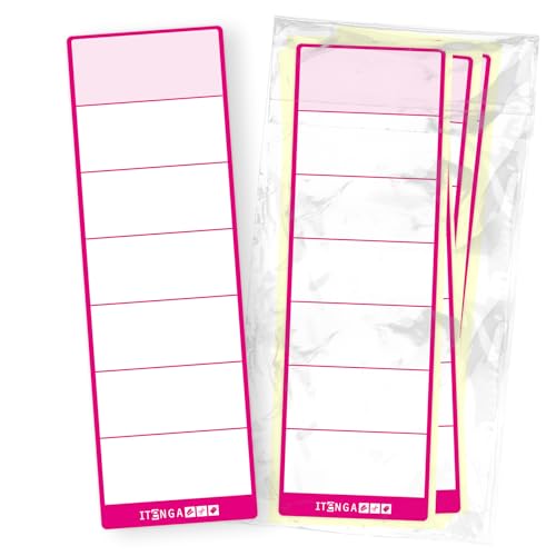 itenga 50x Ordneretiketten Ordnerrückenschild für breite Ordner I Aufkleber für Ordnerrücken selbstklebend aus Haftpapier 6x19cm (pink) von itenga