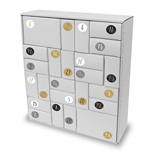 itenga SET Adventskalender zum Füllen Quader Mix (weiß) + Sticker Z52 von itenga