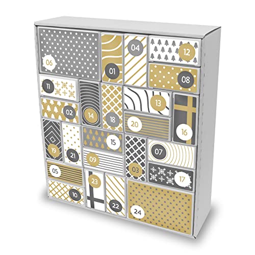 itenga SET Adventskalender zum Füllen Quader Mix (weiß) + Sticker Z57 von itenga