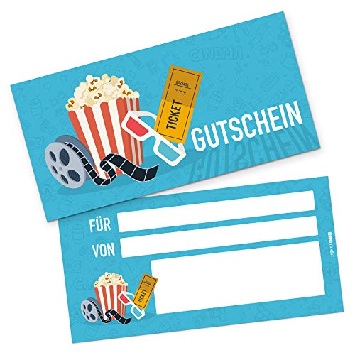 itenga Geschenkgutschein Verpackung I Geschenkkarte I Motiv Kinoticket I Gutschein I 21,0 x 10,5 cm I Postkarte zum Ausfüllen von itenga