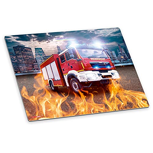itenga Schreibtischunterlage Feuerwehr Feuerwehrauto abwischbar rutschfest glatt Kunststoff von itenga
