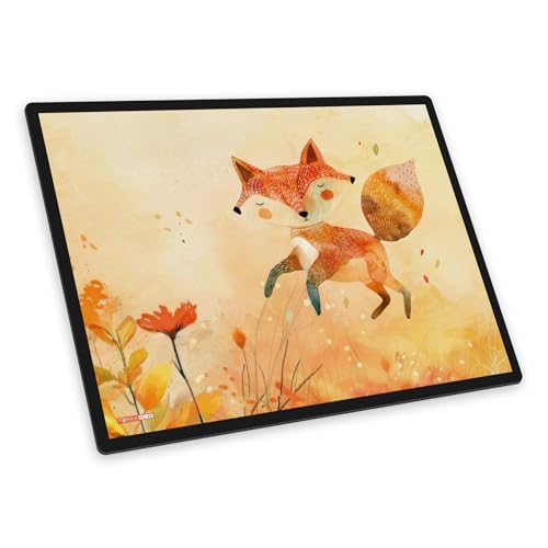 itenga Schreibtischunterlage mit Motiv abwischbar rutschfest glatt 40x53cm Schreibunterlage für Kinder und Erwachsene (FUCHS Wasserfarbe) von itenga