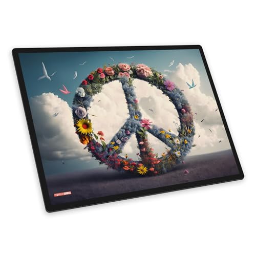 itenga Schreibtischunterlage mit Motiv abwischbar rutschfest glatt 40x53cm Schreibunterlage für Kinder und Erwachsene (Motiv Peace) von itenga