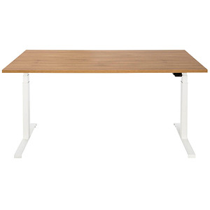 ith möbel EasyT elektrisch höhenverstellbarer Schreibtisch eiche rechteckig, T-Fuß-Gestell weiß 160,0 x 80,0 cm von ith möbel