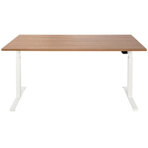 ith möbel EasyT elektrisch höhenverstellbarer Schreibtisch kirschbaum rechteckig, T-Fuß-Gestell weiß 160,0 x 80,0 cm von ith möbel