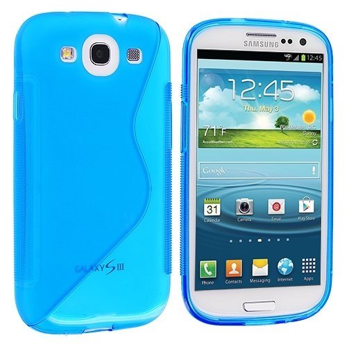 itronik® Designer Schutzhülle für Samsung Galaxy S3 S 3 III i9300 Silikon TPU Hülle Etui Tasche Case Hard Cover S S-Line Blau Blue von itronik