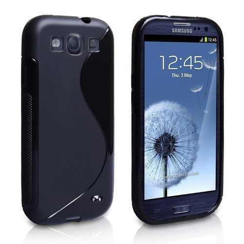 itronik® Designer Schutzhülle für Samsung Galaxy S3 S 3 III i9300 Silikon TPU Hülle Etui Tasche Case Hard Cover S S-Line Schwarz Black von itronik