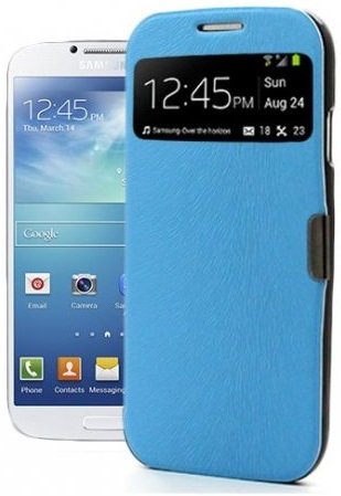itronik® Flip Cover Schützende Display-Klappe mit Fenster und Magnetverschluss Hülle kompatibel mit Samsung Galaxy SIV S4 I9500 I9505 blau von itronik