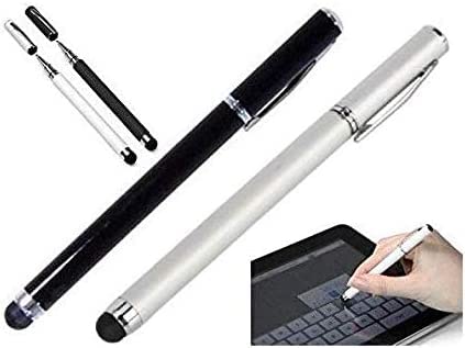 itronik 2X Stylus Soft Touchstift Pen 2in1 Eingabestift mit Kugelschreiber für alle Smartphones und Tablets mit Touchscreen - 1x schwarz + 1x Weiss von itronik