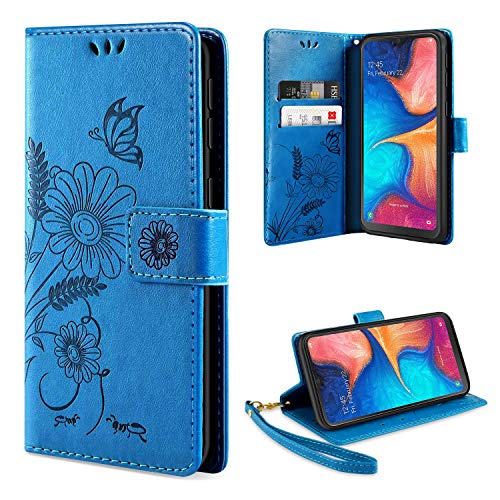 ivencase Handyhülle Kompatibel mit Samsung Galaxy A20e Hülle Flip Lederhülle, Handyhülle Book Case PU Leder Tasche Case und Magnet Kartenfach Schutzhülle (Blau) von ivencase